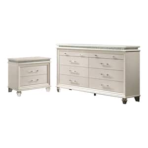 Litzler Pearl White 2-Drawer 29.5 in. Nightstand and Dresser