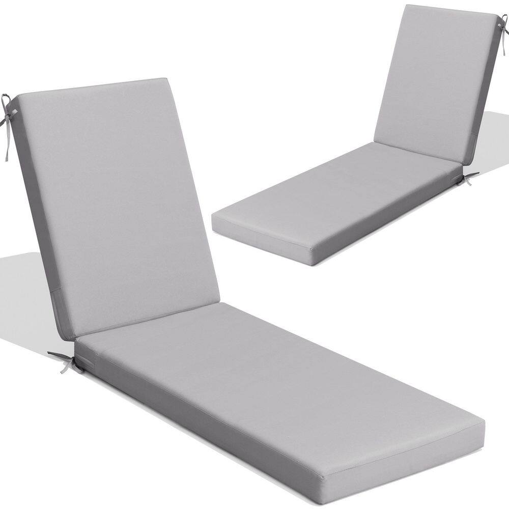 80 in. x 23 in. 2-Pieces Outdoor Chaise Lounge Cushions Fade Resistant Sun Lounger Replacement Cushions in Light Gray price history on PriceWatchPro