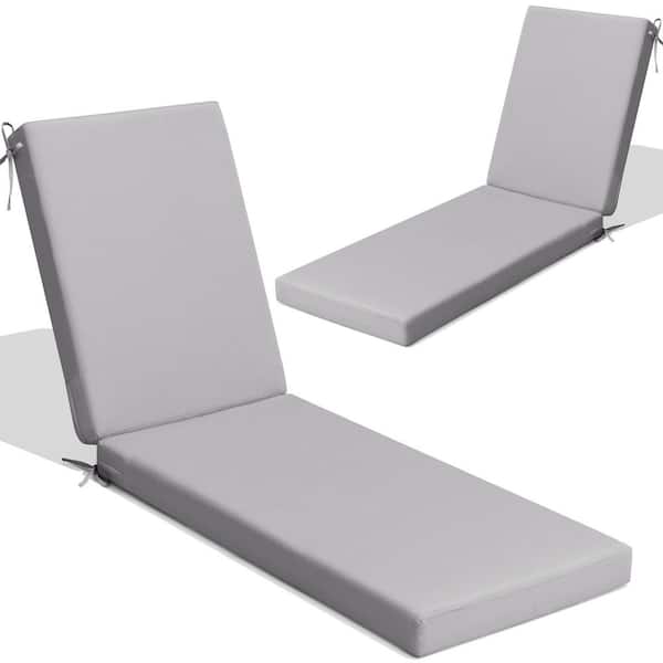 Crestlive Products 80 in. x 23 in. Outdoor Chaise lounge Polyester Cushion in Light Gray (2-Pack)