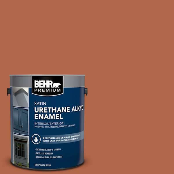 BEHR PREMIUM 1 gal. #M200-7 Rusty Gate Urethane Alkyd Satin Enamel Interior/Exterior Paint