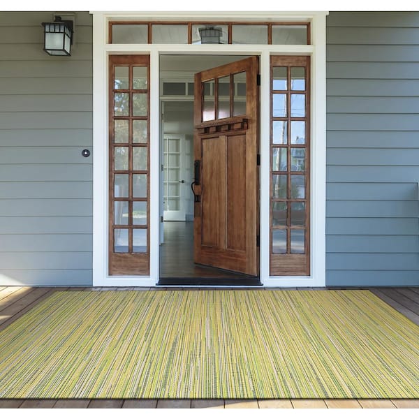 Monaco Alassio Sand-Sea Mist-Lemon 8 ft. x 11 ft. Indoor/Outdoor Area Rug