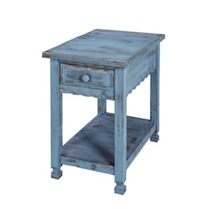 Country Cottage Blue Antique Chairside Table