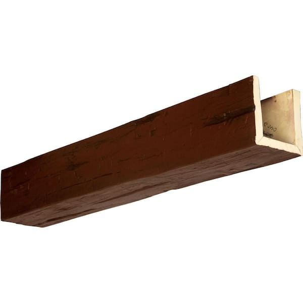 Ekena Millwork 6 in. x 10 in. x 12 ft. 3-Sided (U-Beam) Hand Hewn Natural Pecan Faux Wood Ceiling Beam