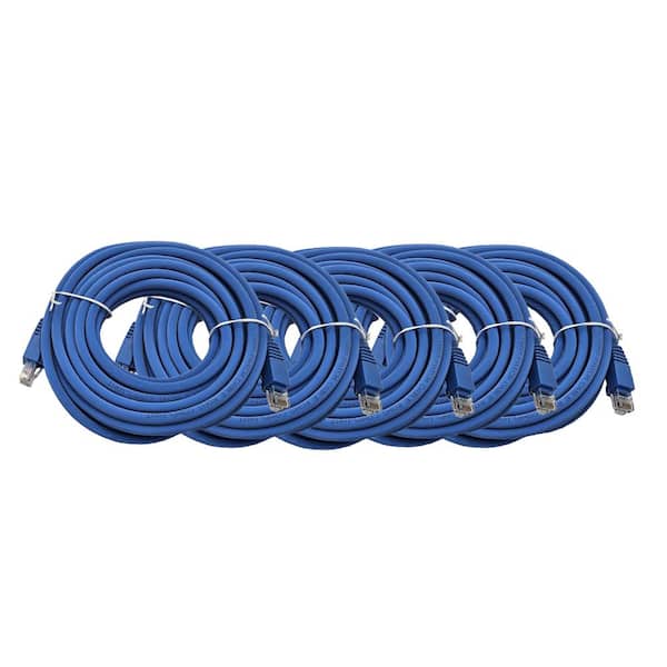 Micro Connectors, Inc 25 ft. Cat 6 Amp 10Gb UTP Cable- Blue (5-Pack)  E09-025BL-5 - The Home Depot