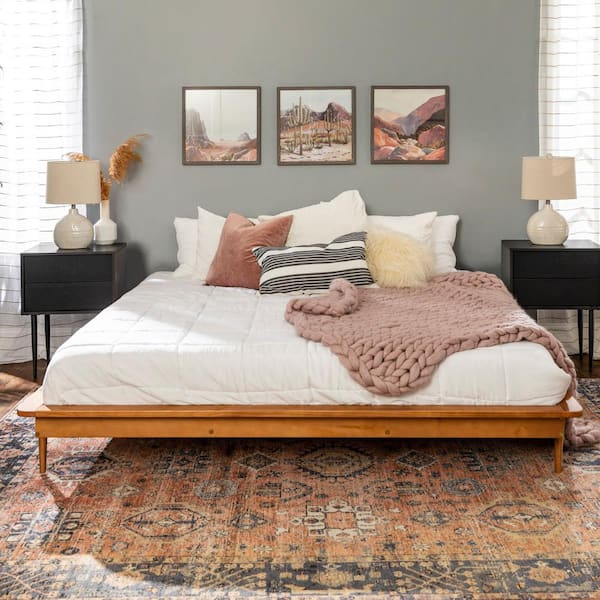 Walker Edison Furniture Company Caramel King Solid Wood