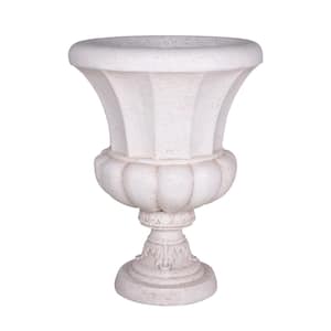 21.5 in. W x 28 in. H Light Aged White Stone Veranda Urn