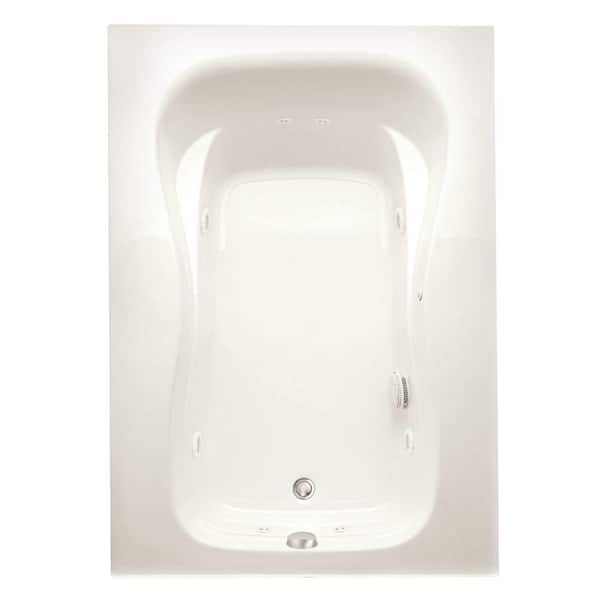 Aquatic Marata 60 in. W. x 44 in. Acrylic Whirlpool Bathtub Right Drain Rectangular Alcove with Heater in Biscuit