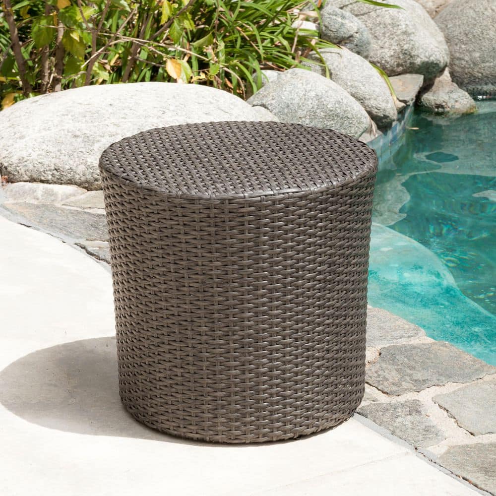 Jalen Grey Round Barrel Wicker Outdoor Patio Side Table price history on PriceWatchPro