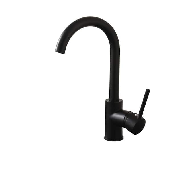 Staykiwi Single Handle Deck Mount Standard Kitchen Faucet in Matte Black