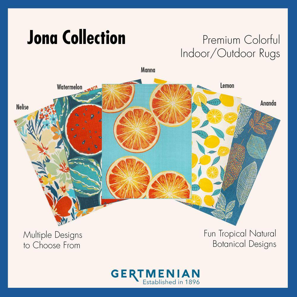 Jona Red and Blue Floral Synthetic Indoor/Outdoor Area Rug