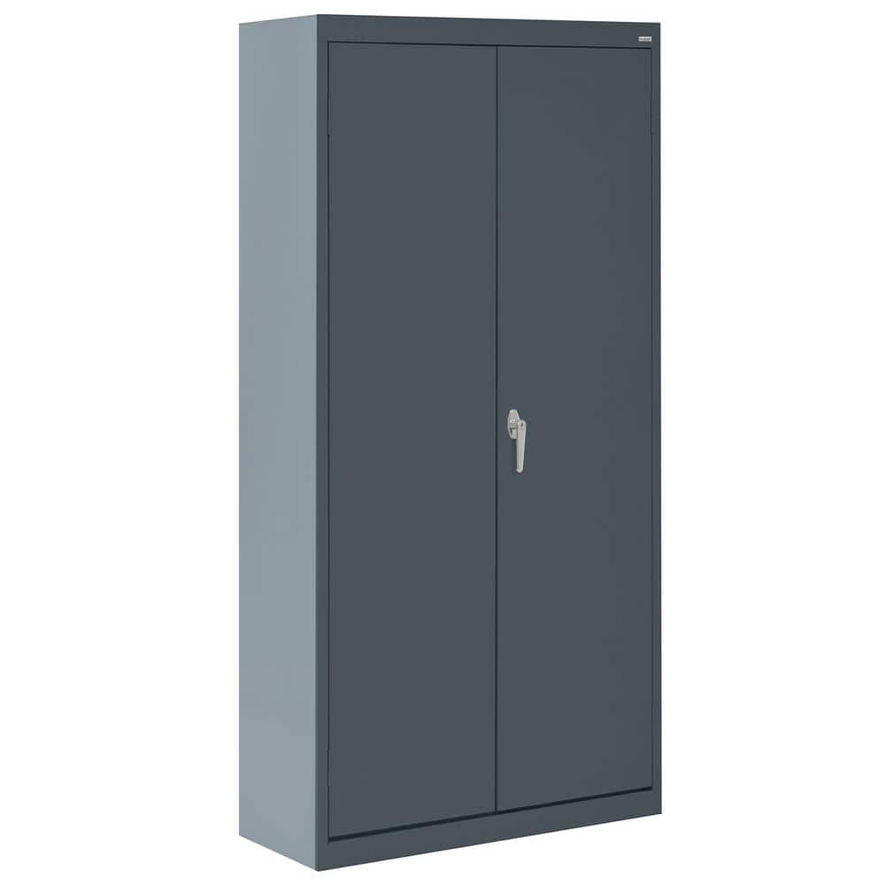 Charcoal Steel Freestanding Lockable Office Cabinet, 72'' H x 36'' W