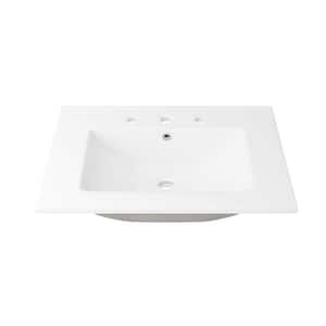 Tucson 24 in. W x 18 in. D Vitreous China Vanity Top in White with 3 Faucet Holes (8 in. Centerset)