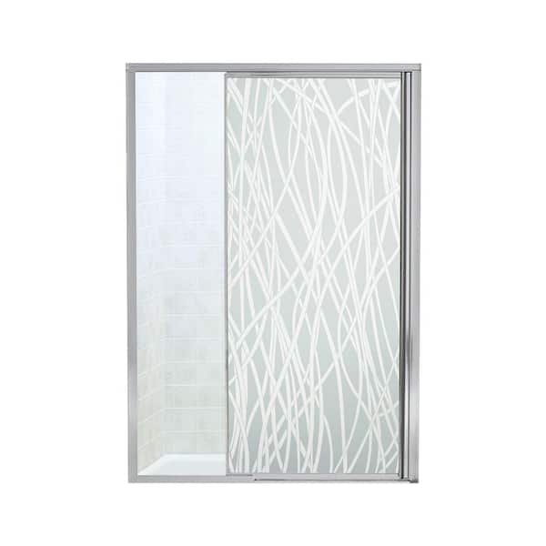 STERLING Vista Pivot II 48 in. x 65-1/2 in. Framed Pivot Shower Door in Silver with Handle