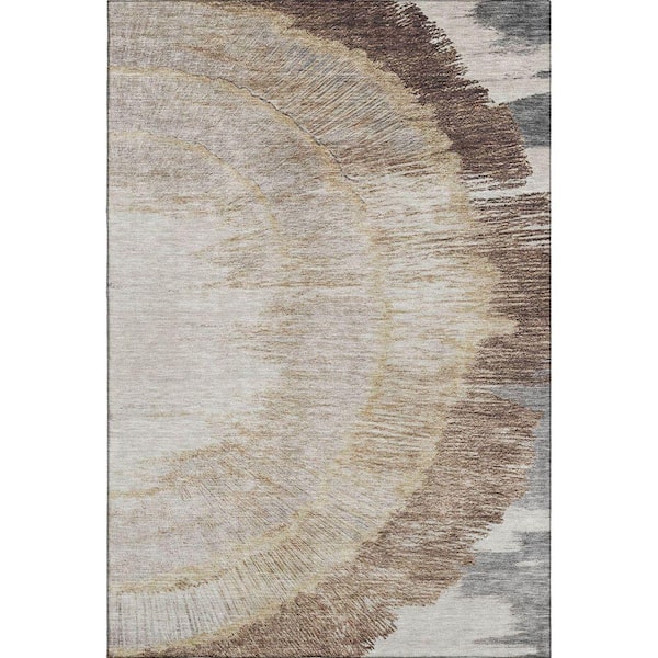 Mayfield Premium Machine Washable Indoor/Outdoor Geometric AMF650 Brown 10 ft. x 14 ft. Area Rug
