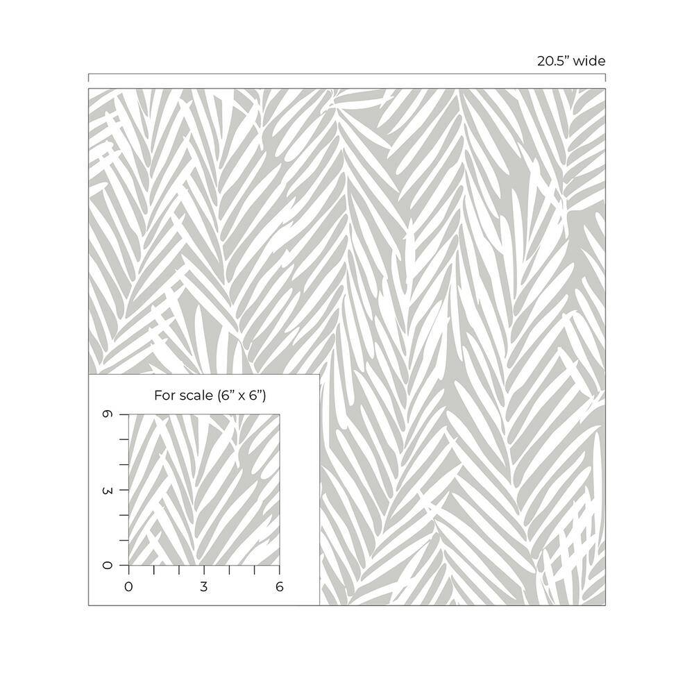 Harbor Grey Palm Pattern Peel and Stick Vinyl Wallpaper