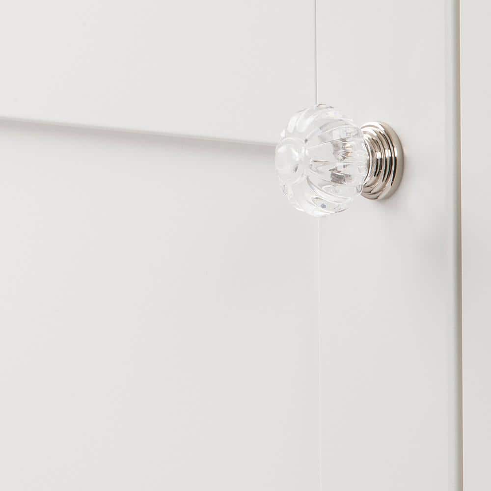 Polished Nickel Round Crystal Cabinet Knob with Mounting Hardware