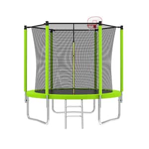 8 ft. Basketball Hoop Equipped ASTM Approved Reinforced Type Safe Recreational Outdoor Trampoline Kit with Enclosure