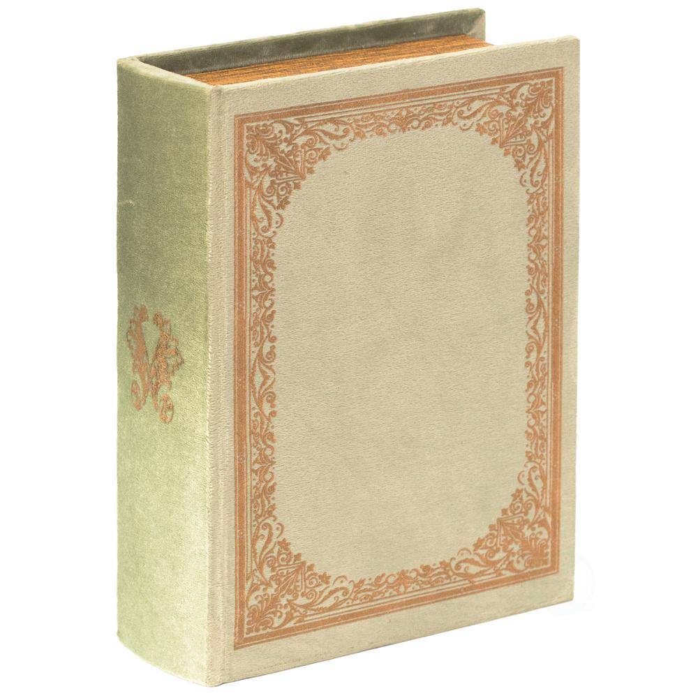Antique Green Velvet Book Shaped Trinket Storage Box
