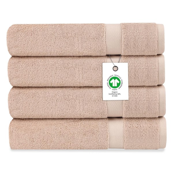 Delara Delara Rose Dust Solid 100% Organic Cotton Luxuriously Plush Bath Towel (Set of 4)