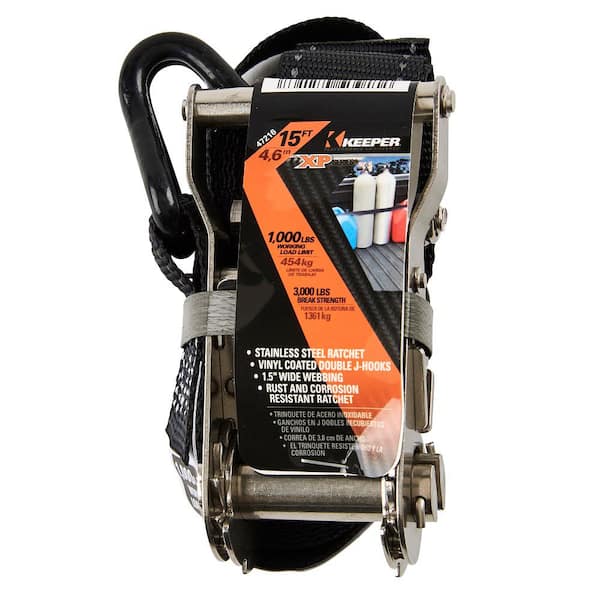 Keeper Stainless Steel Ratchet Tie-Down Strap 15 x in