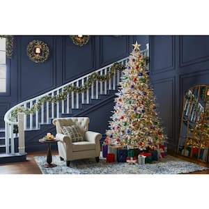 9 ft. Pre-Lit LED Kenwood Fraser Fir Flocked Artificial Christmas Tree