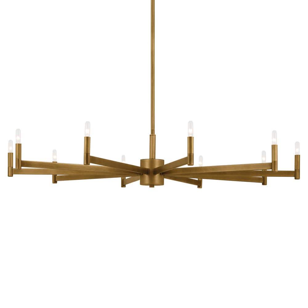Erzo 48" Natural Brass 10-Light Candle Style Chandelier