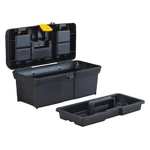 16 in. Portable Plastic with Lid Organizer Mobile Tool Box