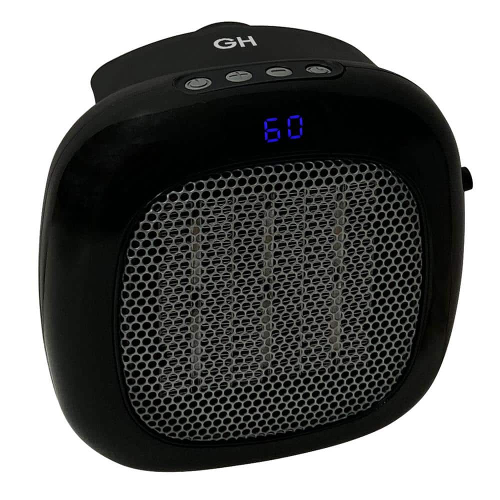 Black Wall-Mount Electric Mini Heater with Thermostat