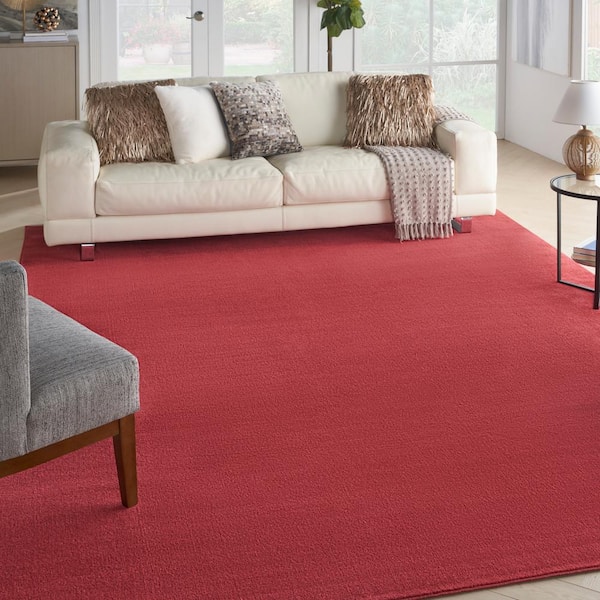 Essentials Red 10 ft. x 14 ft. Brick Solid Contemporary Indoor/Outdoor Patio Area Rug