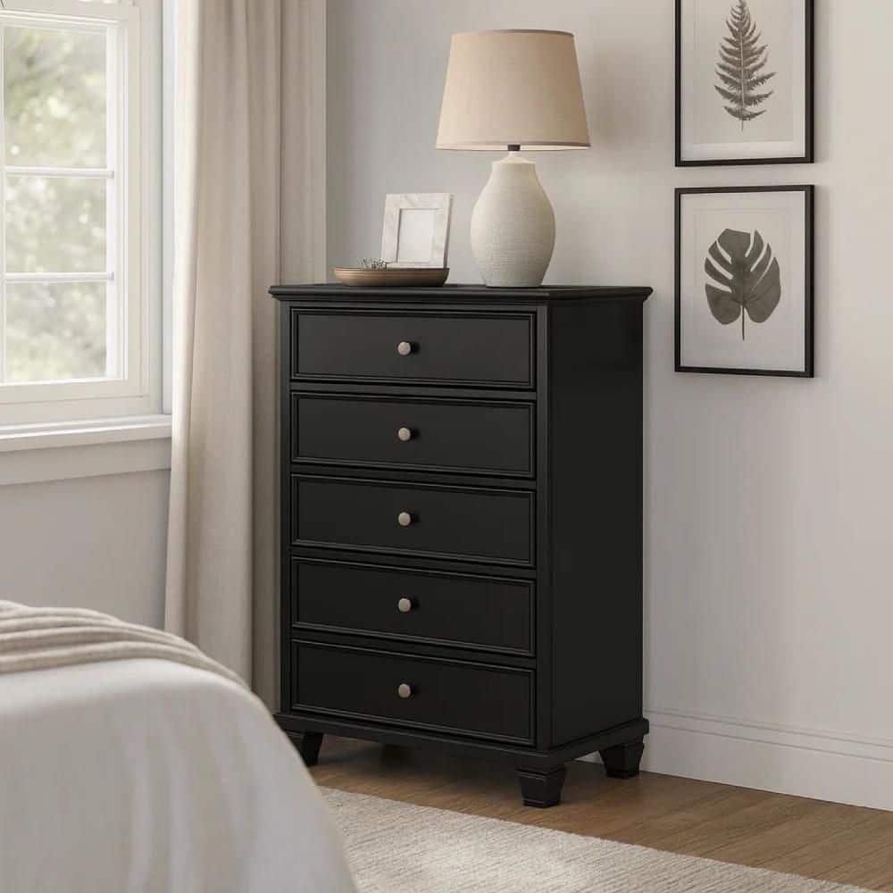 Lemo Black and Nickel 5-Drawers 36 in. Chest of Drawers price history on PriceWatchPro