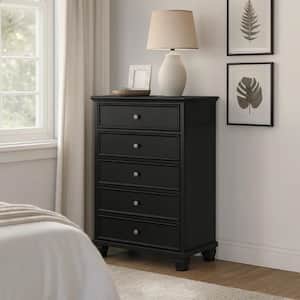 Lemo Black and Nickel 5-Drawers 36 in. Chest of Drawers