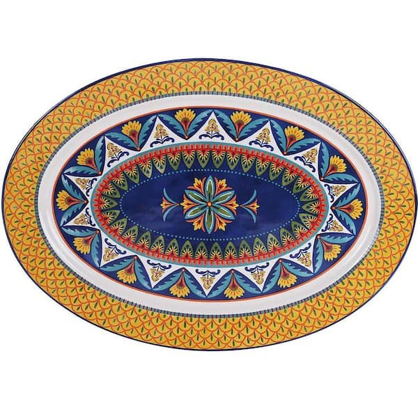 Unbranded Havana 16 in. Oval Ceramic Platter Microwave and Dishwasher Safe
