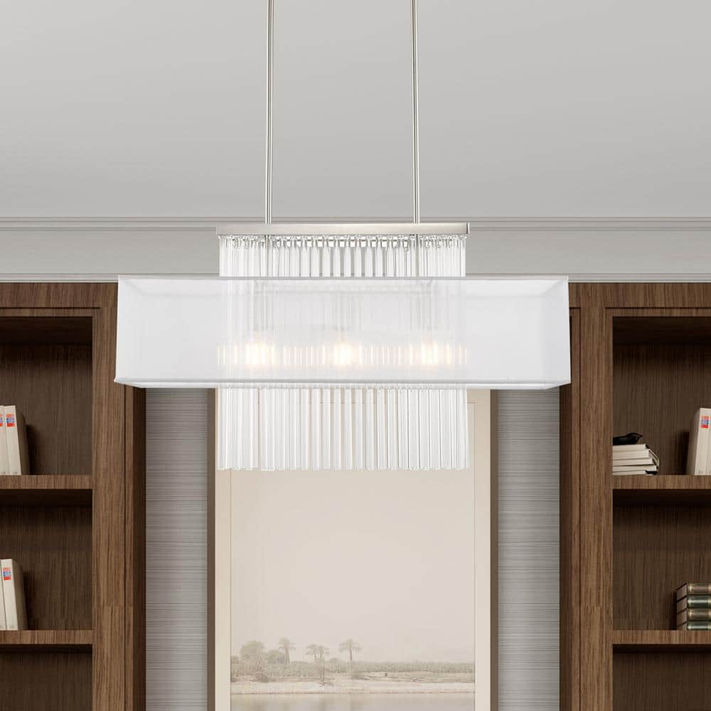 Elegant Alexis 3-Light Brushed Nickel Crystal Chandelier