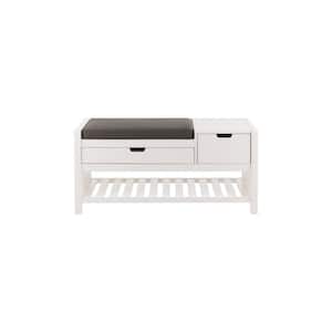 HDC White Wood Entryway Bench w/Cushion and Concealed Storage Deals