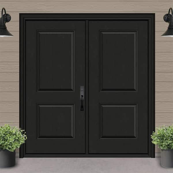 Regency 72 in. x 80 in. 2P Squaretop LHIS Onyx Stain Fiberglass Double Prehung Front Door with 4-9/16 Jamb