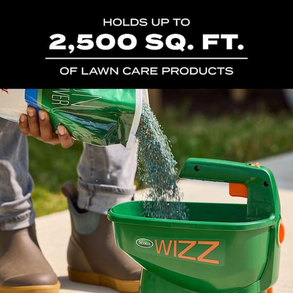 Scotts Wizz Spreader Holds up to 2,500 sq. ft. of Product
