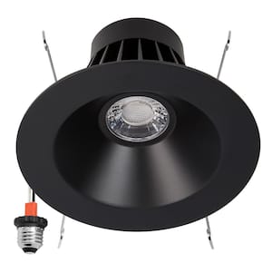 5 in. and 6 in. Retrofit Round Recessed Anti-Glare LED Downlight, Black Trim, 1200 Lumens, 5 CCT 2700K-5000K