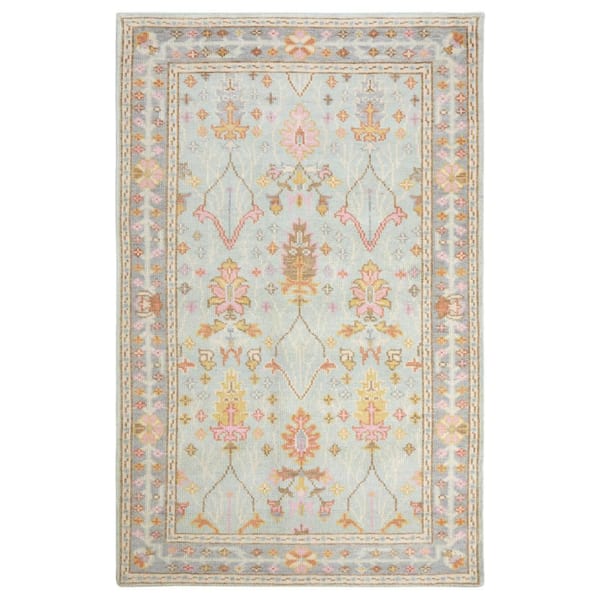 Mara Hand Knotted Wool Sky 5 ft. x 8 ft. Indoor Area Rug
