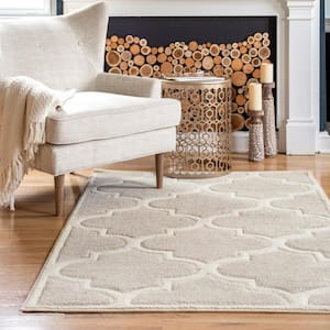 Fez Modern Trellis Neutral 9 ft. x 12 ft. Area Rug