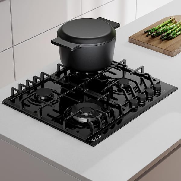 Built-in 24 in. Gas Cooktop - 4 Sealed Burners Cook Tops in Black