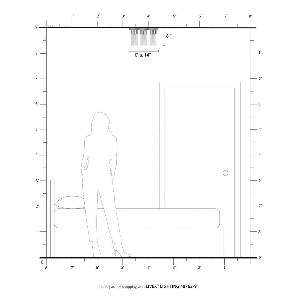 Sleek Brushed Nickel 3-Light Flush Mount with Clear Glass
