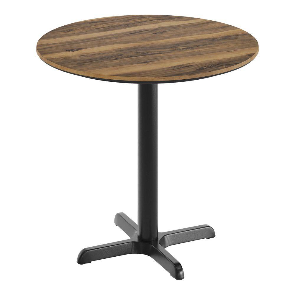 "TopGuard Natural/Black Base Wood 31.25 in. Trestle Dining Table with 22"" x 22"" Black Table Height X-Base Seats 3" price history on PriceWatchPro