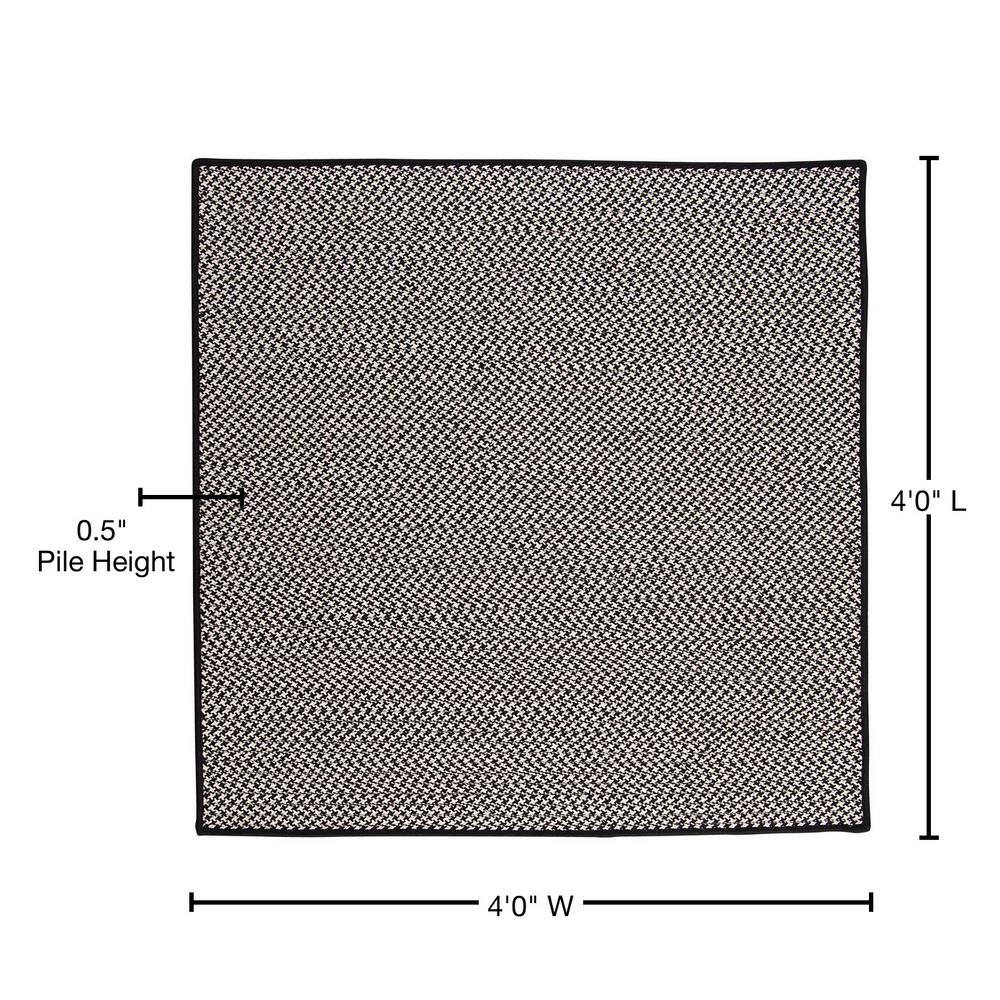 Black and White Synthetic Braided Square Rug, 4 ft