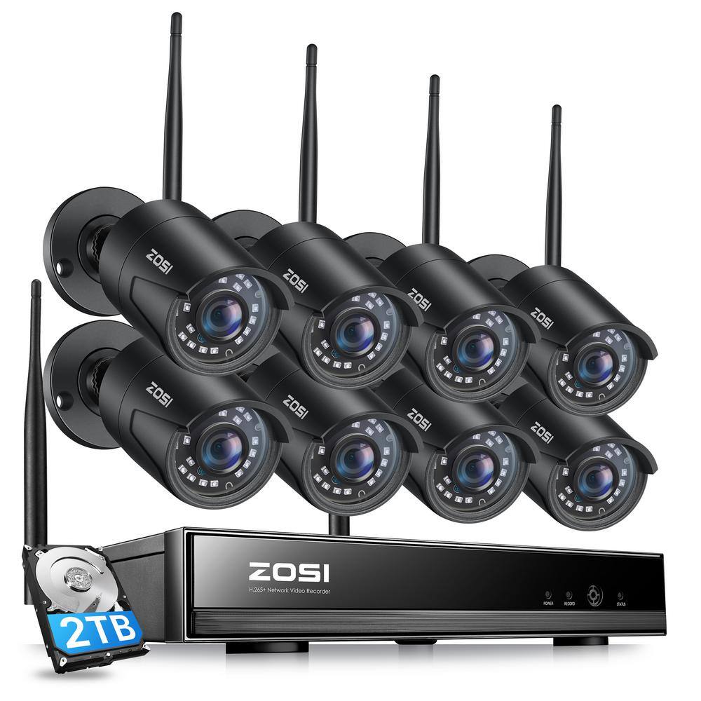 ZOSI 8-Channel 3MP 2K 2TB NVR Security Camera System with 8 Wireless ...