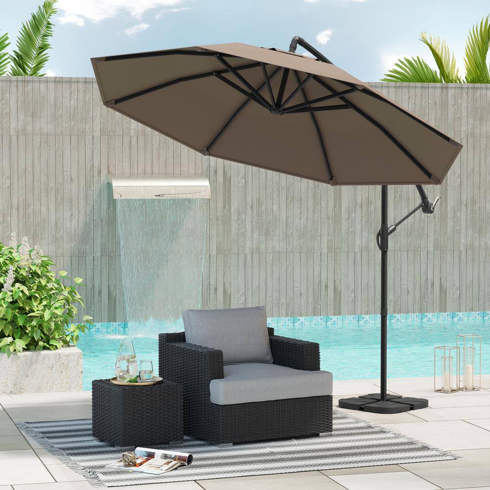 CORVUS Vera 10 ft. Steel Cantilever Hanging Canopy Patio Umbrella in ...