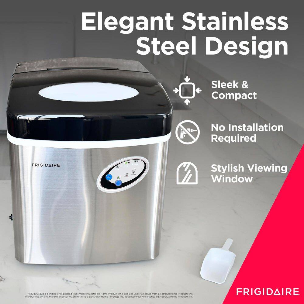 48 lb. Black Stainless Steel Freestanding Ice Maker with LED Control