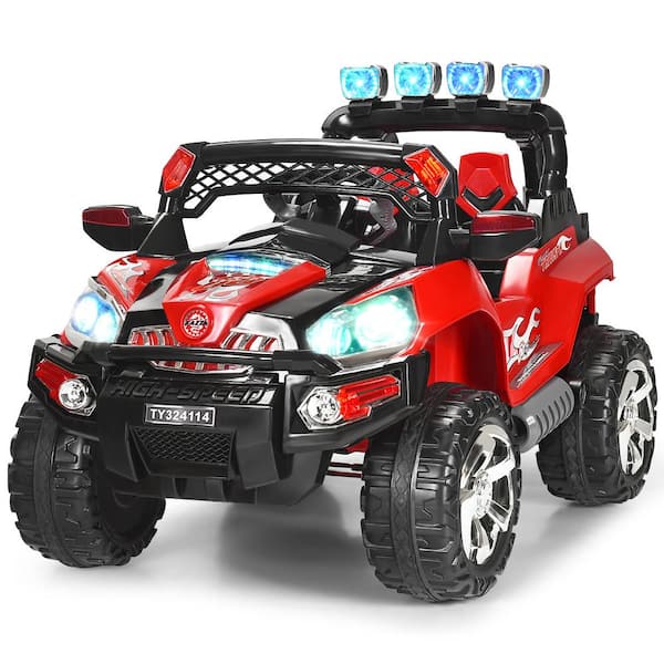 Costway 12-Volt Kids Ride On Truck Car SUV MP3 RC Remote Control with LED Lights Music Red