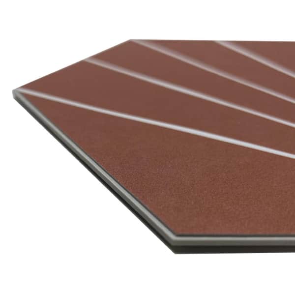 Art Deco Hexagon 6 in. x 7 in. Peel and Stick backsplash, Stone Composite Wall Tile, Terracotta (45 Tiles, 10 sq.ft.)