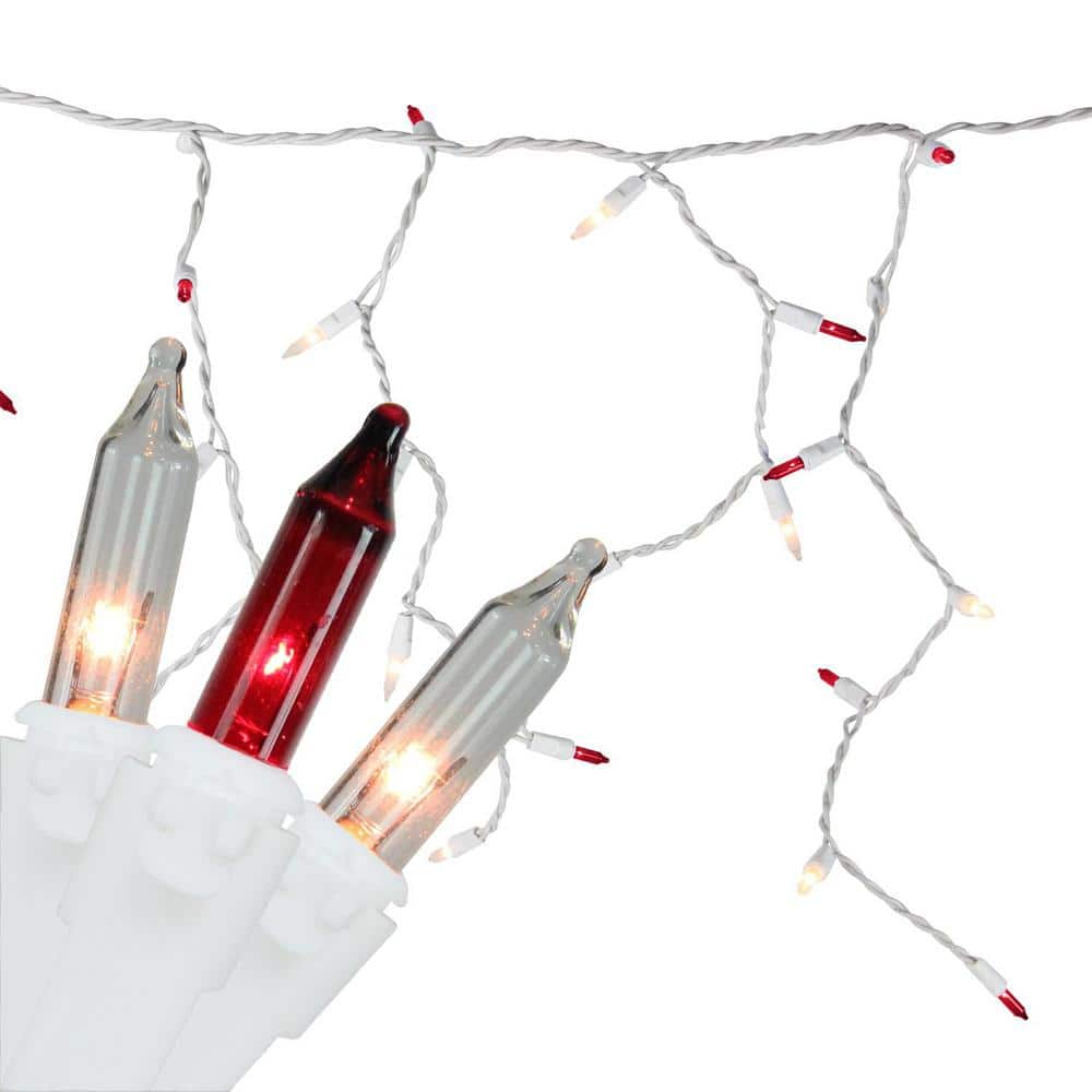 Northlight 10 ft. 150-Light Red and Clear Mini Icicle Lights 32603844 - The  Home Depot