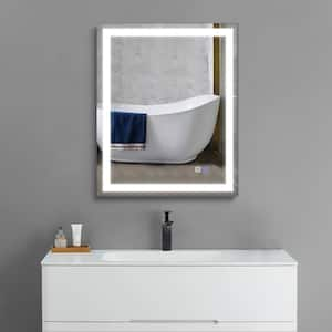 30 in. W x 36 in. H Rectangular Frameless LED Light Wall Mounted Bathroom Vanity Mirror in White